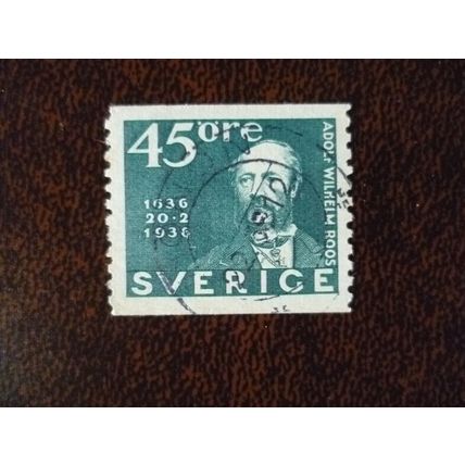 Sweden 1936 Tercentenary of Swedish Post 45 ore used stamp SG196 A W Roos