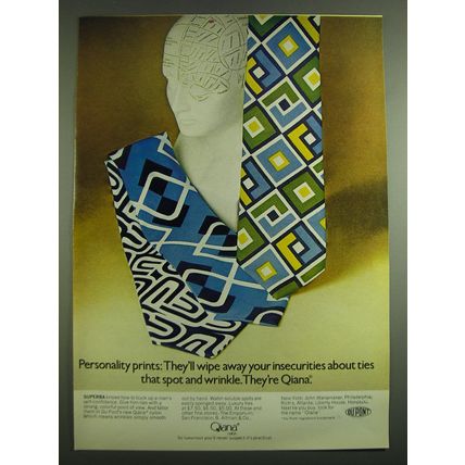 1971 Du Pont Qiana Ties Ad - Personality prints: They'll wipe away insecurities