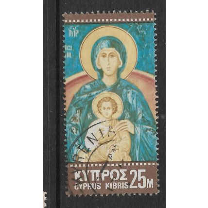 CYPRUS 1970 CHRISTMAS 25M VIRGIN AND CHILD SG 355 FINE USED#2