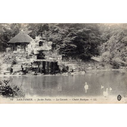 Saint Omer Jardin Public France Chalet Rustique Swans Postcard