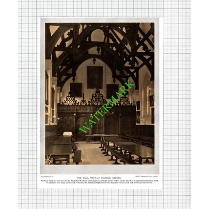 Wadham College Oxford - 1920s Cutting / Print