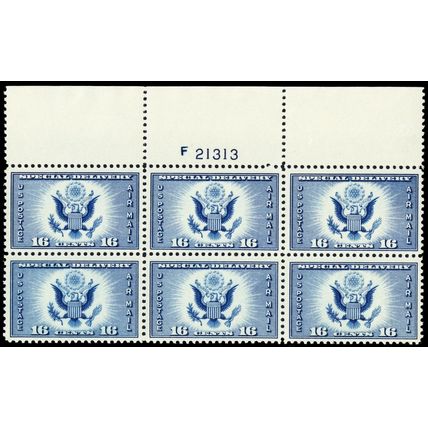 CE1, Mint VF/XF NH 16¢ Top Plate Block of Six Stamps - Stuart Katz