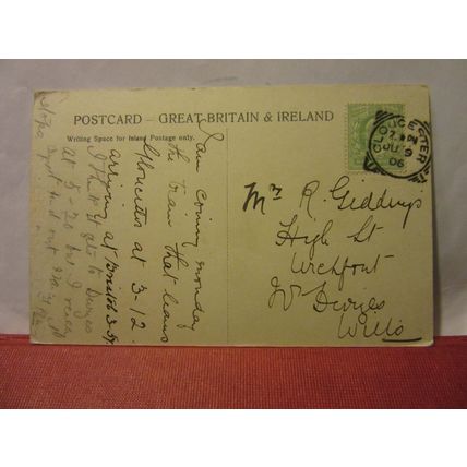 PITVILLE GARDENS, CHELTENHAM, GLOUCESTERSHIRE used antique postcard 1906 pm =