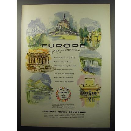 1955 European Travel Commission Ad - Europe everything your heart desires