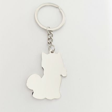 Dog & Bone Keyring Key Ring Pink Gift Keychain Bag Charm Metal Enamel Chain A39
