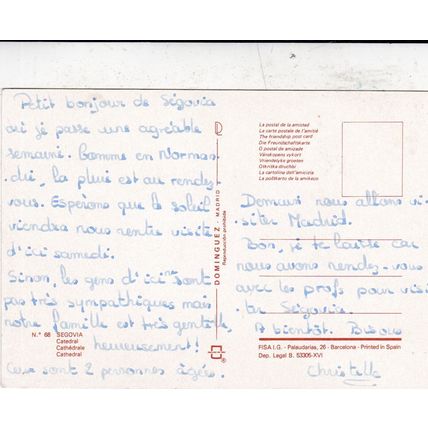 Segovia Catedral Spain Postcard used VGC