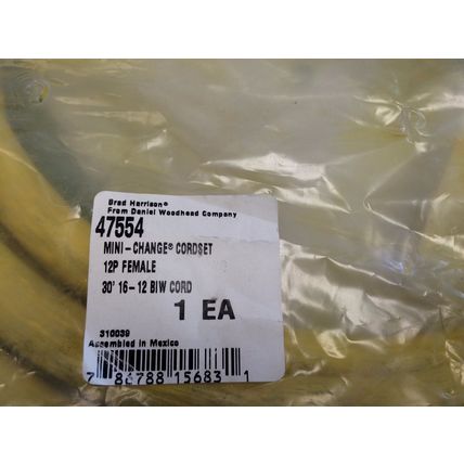 NEW BRAD HARRISON 47554 CORDSET MINI-CHANGE 16AWG/12-COND 12P-FEMALE 30FT,FK,EW