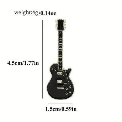 Guitar Black Enamel Badge Creative Metal Pins Music Theme for Hat Shirt Decor
