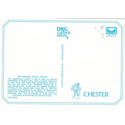 Chester Cathedral Lady Chapel Cheshire Postcard unused VGC