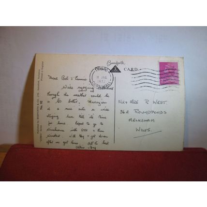 SAUCY SEASIDE POSTCARD used BAMFORTH & CO no 92 black triangle tunnel of love =
