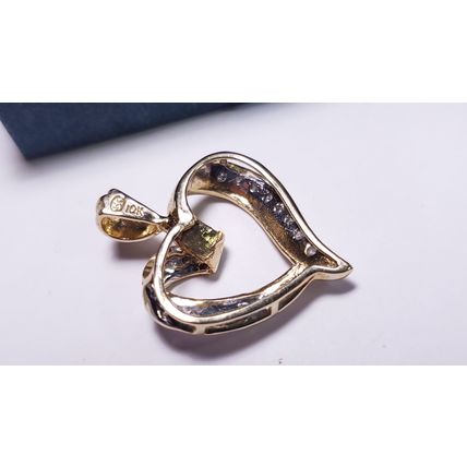 Estate .20ctw Natural Diamond Open Polished 10Kt Yellow Gold Heart Pendant#20685