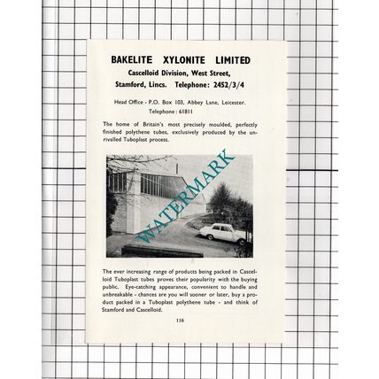 Bakelite Xylonite Ltd Stamford Lincolnshire - 1966 Advert
