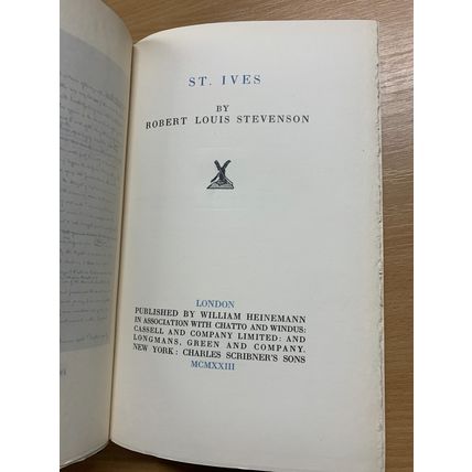 RARE* 1923 ROBERT LOUIS STEVENSON "ST IVES" FICTION VOL 19 ANTIQUE BOOK (P6)