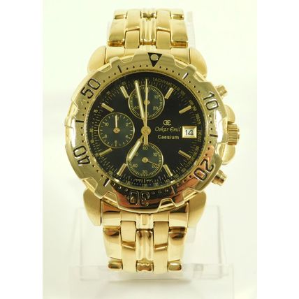 Working Oskar Emil Caesium Quartz 23ct GP Chronograph Wristwatch Ltd Edition