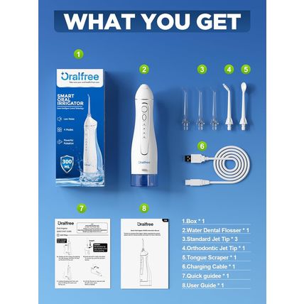 Oralfree Water Dental Flosser Cordless for Teeth Cleaning - 4 Modes Oral Irrigat