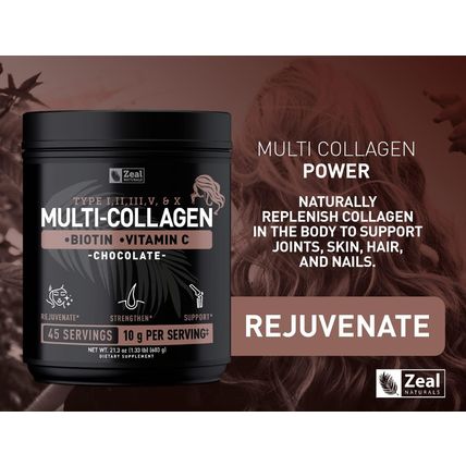 Premium Multi Collagen Peptides Protein Powder (1, 2, 3, 5 & 10) with Vitamin C,