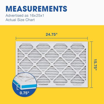 Aerostar 16X25X1 MERV 11 - 6 Count - Pleated HVAC, Furnace & Air Conditioner Fil