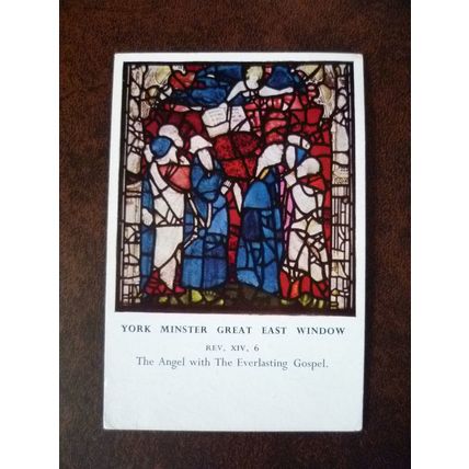 GB York Minster Great East Window Angel with Gospel 1970 used colour postcard