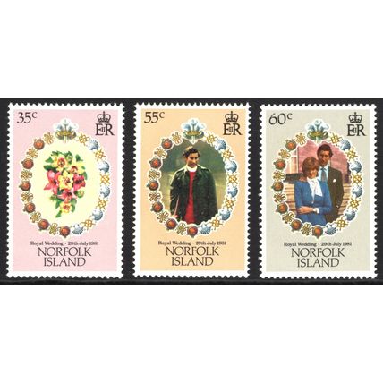 NORFOLK ISLAND 1981: ROYAL WEDDING - MNH SET OF THREE (G16)