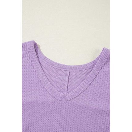Orchid Petal Plus Size Waffle Knit Exposed Seam Flowy Top