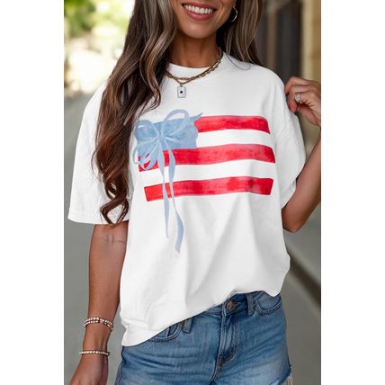 White Flag Bow Graphic Crewneck Tee