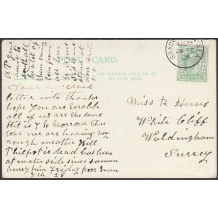 Bradwell Hall, Bradwell-on-Sea, Essex, 1908 - Postcard