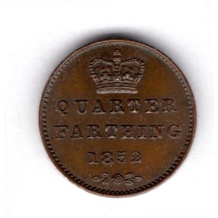 Great Britain. Victoria. Quarter Farthing 1852 AU+. dy16238