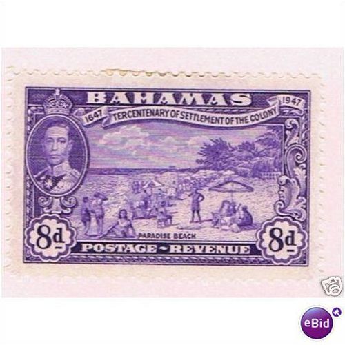 Bahamas KGVI 1948 8d Paradise Beach Mounted Mint MM SG 186 Sc 140