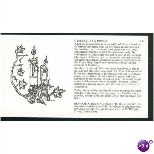 Benham Silk FDC 1980 - Xmas Traditional Decors 12p