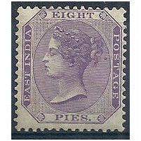 India 1860 SG52 8 Pies Purple/White Mounted Mint.