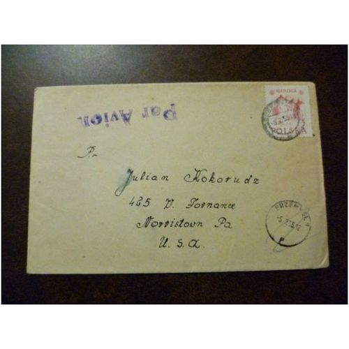 Poland 1955 Air Mail Cover Par Avion cachet Przemysl to Norristown USA