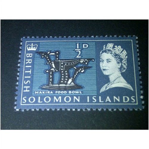 British Solomon Islands QEII 1965 ½d Black Deep Slate Blue & Lt Blue MM SG 112
