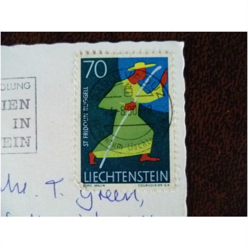 Liechtenstein 1967 Patrons of the Church St Fridolin Ruggell 70c stamp SG483