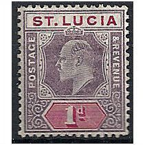 St Lucia 1902 SG59 1d Dull Purple & Carmine (gum crease) Mounted Mint .. .
