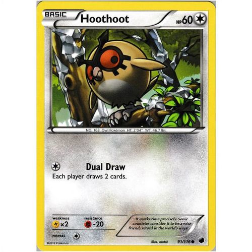 Pokemon Black & White Plasma Freeze - #91/116 - Hoothoot