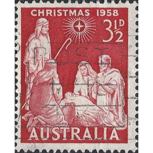 AUSTRALIA, CHRISTMAS, Shepherds adore, red 1958, 3½d, #2