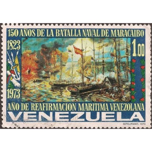 VENEZUELA, 150th anniv. of Maracaibo battle, blue 1973, Bs 1.00