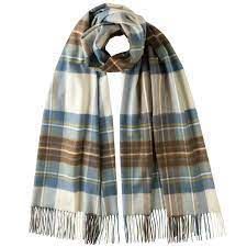 Johnstons of Elgin - Pure Cashmere Scarf (Muted Blue Dress Stewart) [BNWT]