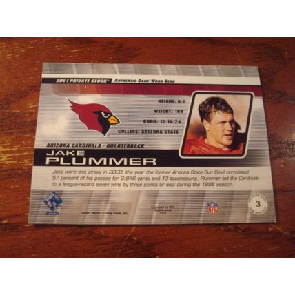 2001 Pacific Private Stock, Patch, JAKE PLUMMER, Cardinals