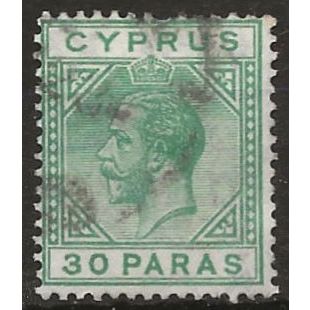 Cyprus 1923 SG88 30 Paras Green Fine Used . .