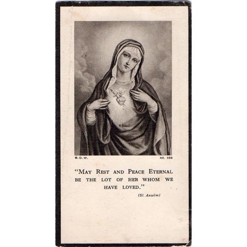 February 1931 Funerary Funeral In Memoriam Card Emma Drake St Joseph's Moston