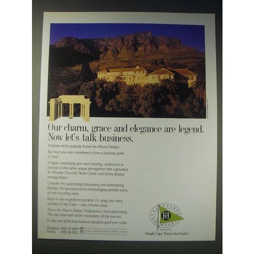 1989 Mount Nelson Hotel Ad - Our charm, grace and elegance are legend