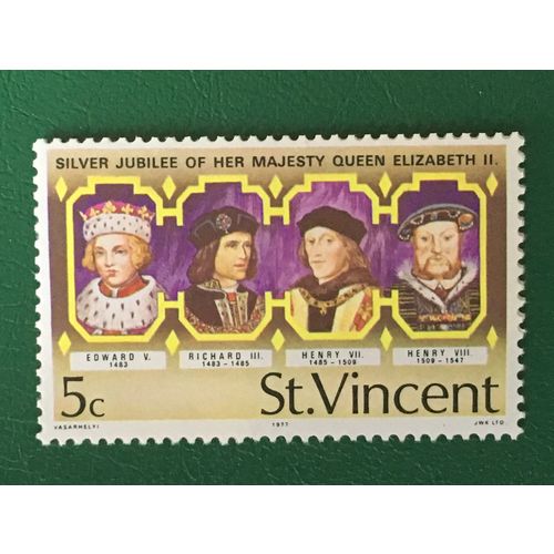 St Vincent 1977 QEII Silver Jubilee 5c Unmounted Mint SG 506 Sc487 Postage stamp