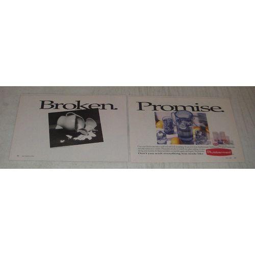 1991 Rubbermaid Casual Drinkware Ad - Broken. Promise.