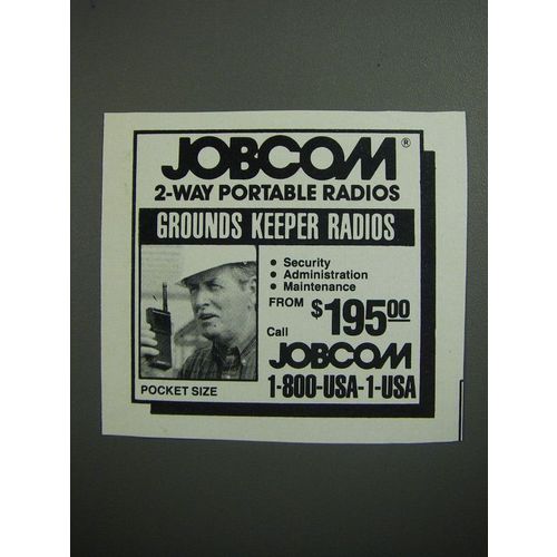 1989 Jobcom 2-Way Portable Radios Ad - Grounds Keeper Radios