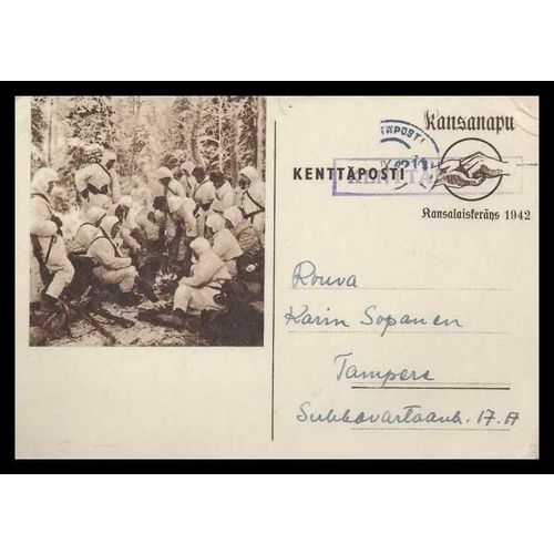 Finland 1942 Postal Card Military Illustrated #3203-16th Field Hospital