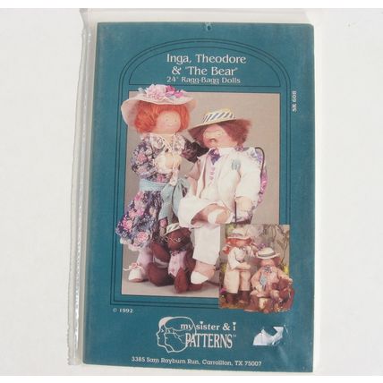 Doll Pattern Inga, Theodor and Bear 24 inch Dolls 11 Teddy Bear Sewing
