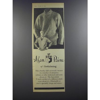 1964 Alan Paine Chunky Slub Crewneck Sweater Ad - Alan Paine of Godalming