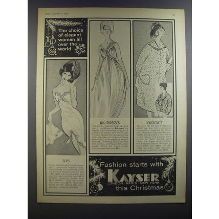 1964 Kayser Slips, Nightdresses and Housecoats Ad - The choice of elegant women