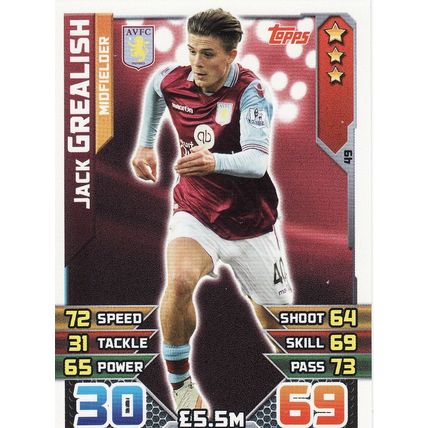 Match Attax 2015/2016 49 Jack Grealish Aston Villa